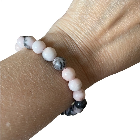 Pink Zebra Jasper Stretch Bracelet - Picture 2 of 5
